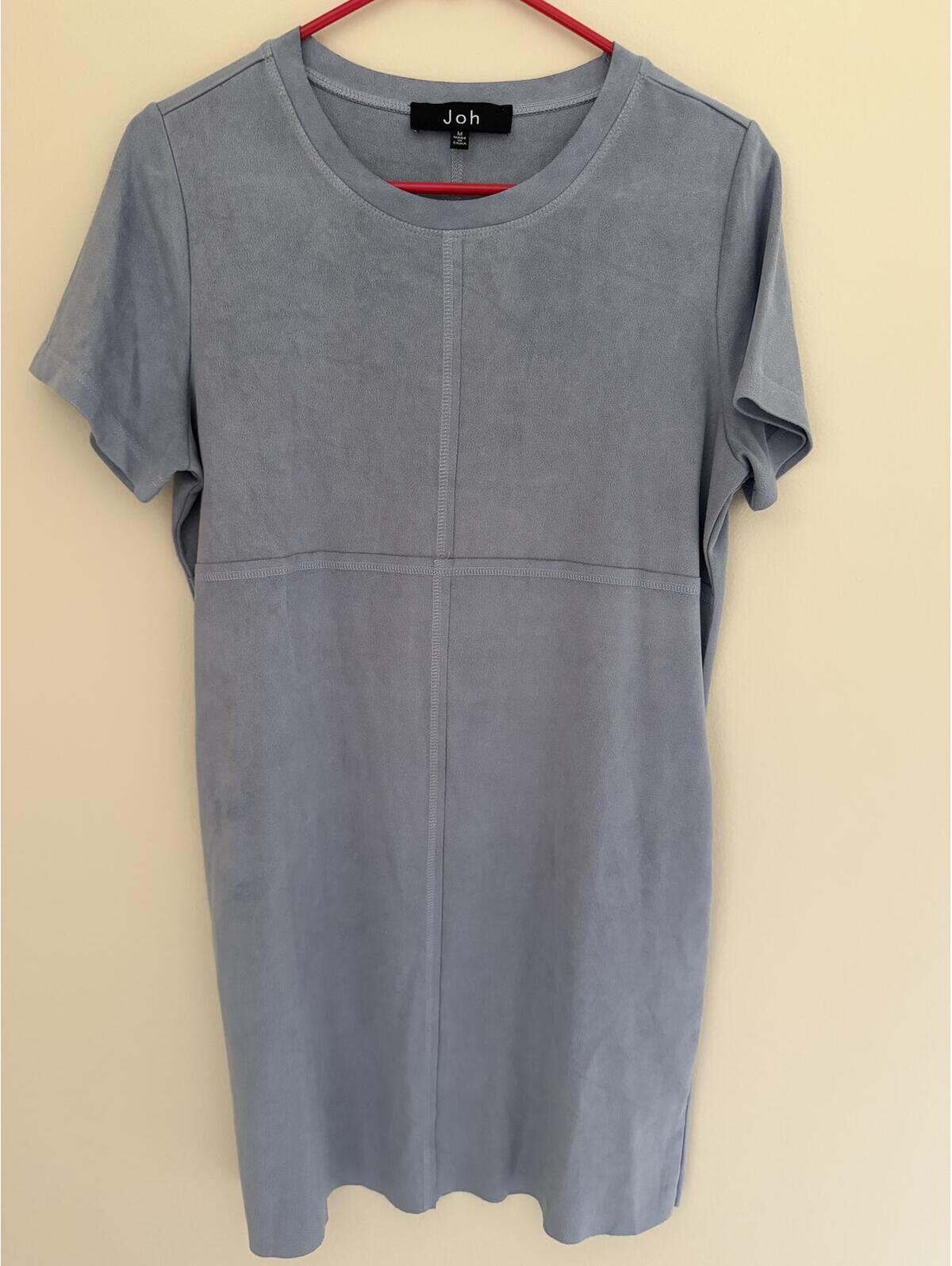 Joh Suede-Feel Midi Gray/Blue Dress, Pockets, Boutique